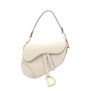 Christian Dior Saddle Bag Handbag Leather White